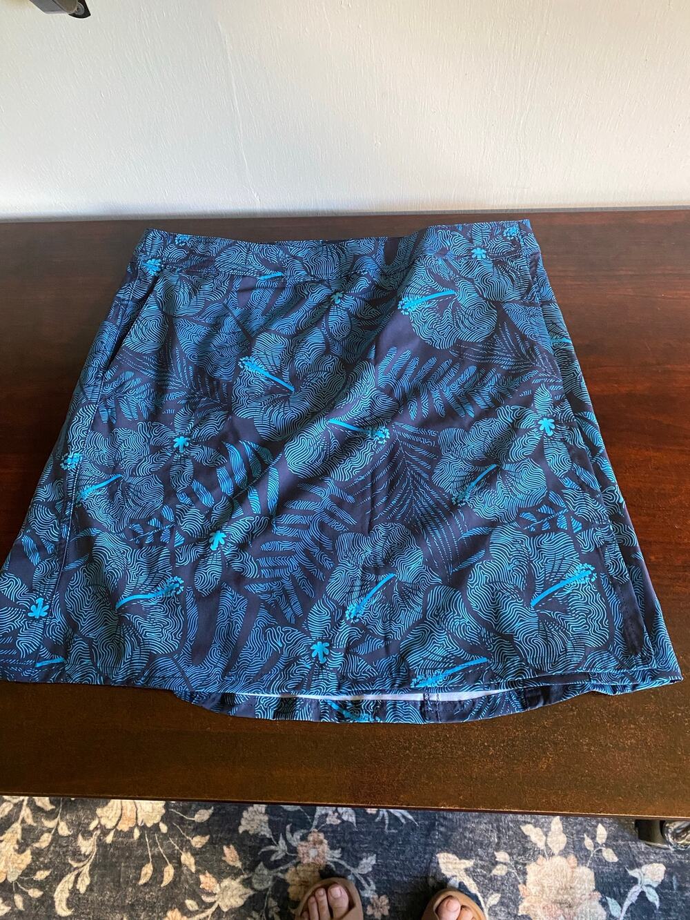 Rip Skirt Hawaiian Tropical Flowers Wrap Midi Skirt Blue Gray Maui Cover Up L